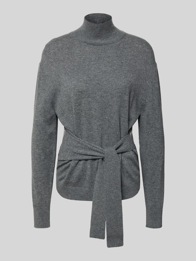 BOSS Regular fit gebreide pullover van een mix van scheerwol en zijde, model 'FALANDIA' Middengrijs gemêleerd - 2