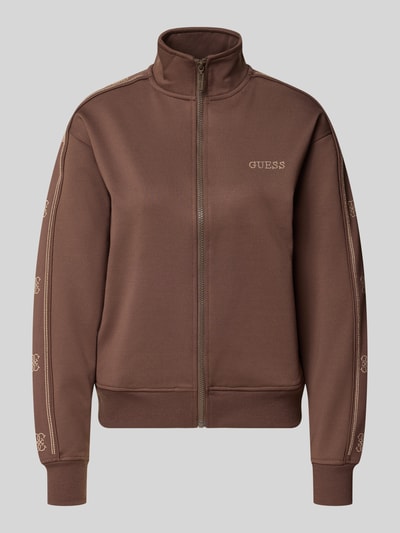 GUESS Activewear Relaxed Fit Sweatjacke aus elastischem Viskose-Mix Schoko 1