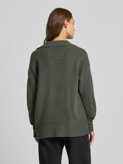 Pieces Regular fit gebreide pullover met wol, model 'MALOU' Donkergrijs gemêleerd - 5