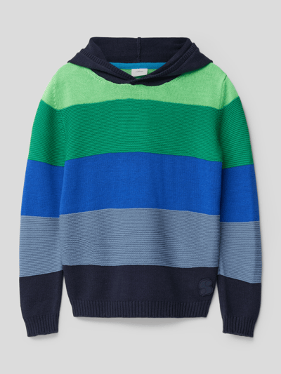 s.Oliver RED LABEL Hoodie in gebreide look Marineblauw - 1