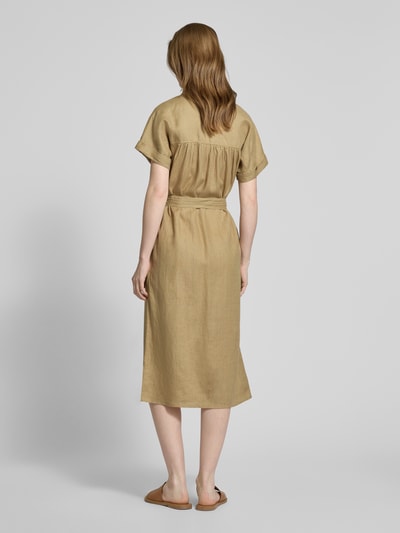 Tommy Hilfiger Sukienka koszulowa taliowana z czystego lnu Camel 5