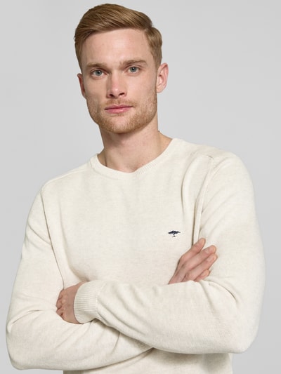 Fynch-Hatton Strickpullover mit Logo-Stitching Offwhite 3