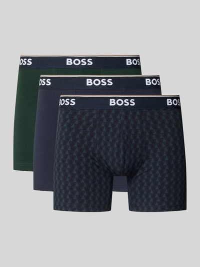 Produktfoto, obcisłe bokserki w ciemnozielonym, granatowym i wzorzystym kolorze, mieszanka bawełny, zestaw 3 szt., model 'Power' od BOSS, Herren Pant & Trunk von BOSS