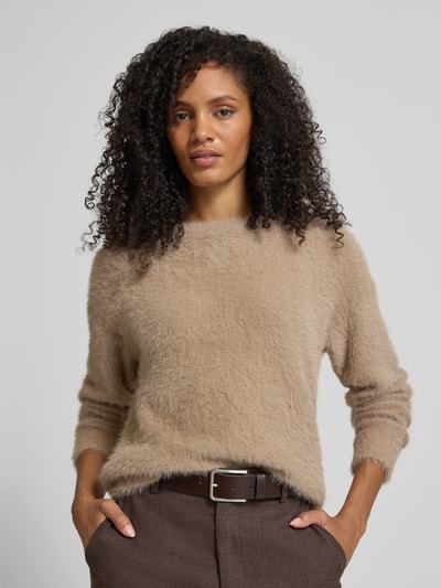 monari Sweter o kroju regular fit z imitacji dzianiny Jasnobrązowy 3