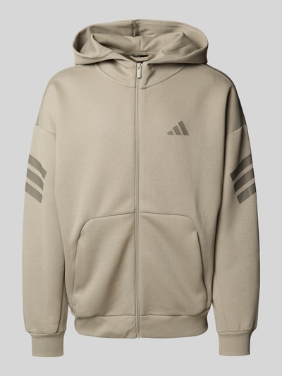 ADIDAS SPORTSWEAR Oversized Sweatjacke mit Label-Print Taupe 1