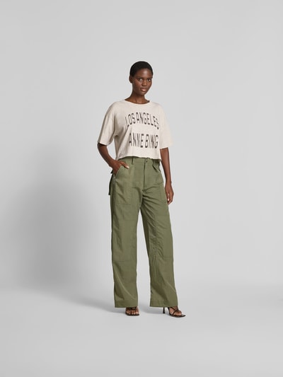 Anine Bing Cropped T-Shirt mit Logo-Print Hellgrau 1