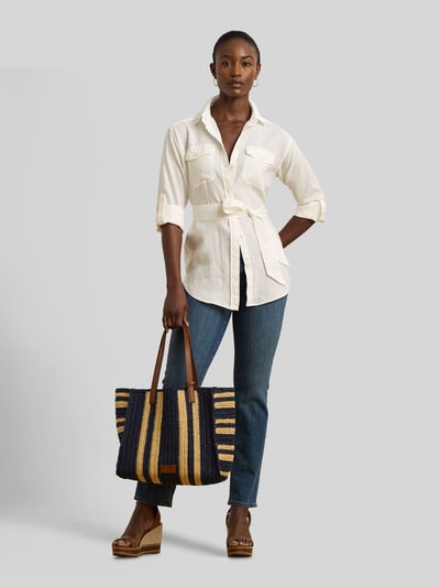 Lauren Ralph Lauren Bluzka koszulowa o kroju relaxed fit z czystego lnu Biały 1