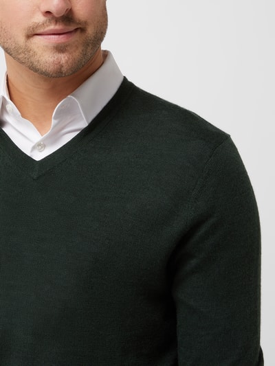Christian Berg Men Pullover aus Wollmischung  Dunkelgrün meliert 3