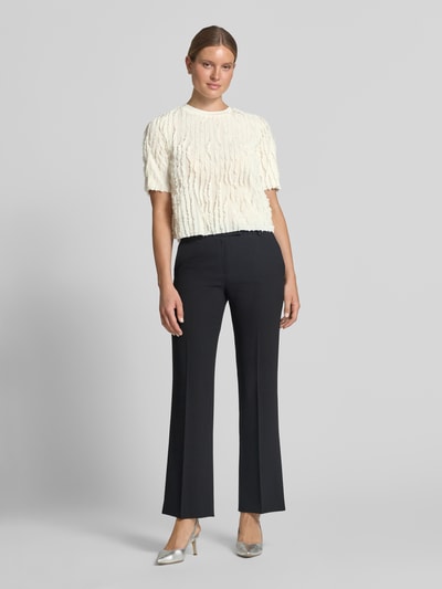 Jake*s Collection T-Shirt im Allover-Look mit Rundhalsausschnitt Ecru 1