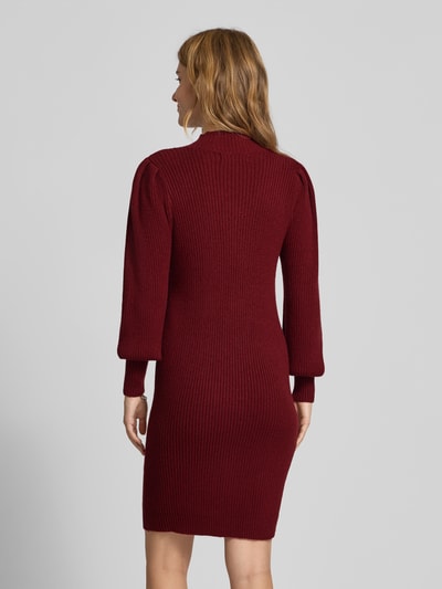 Only Comfort Fit Strickkleid aus Viskose-Mix Modell 'KATIA' Bordeaux Melange 5