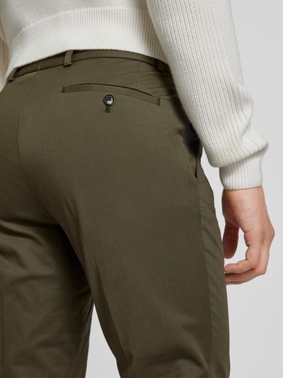 Carl Gross Slim Fit Anzughose mit Bügelfalten Modell 'Tomte' Oliv 3