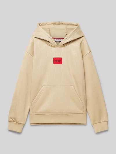 HUGO Hoodie met extra brede schouders en kangoeroezak Beige - 1