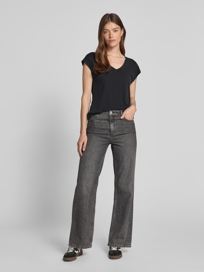 Vero Moda T-shirt met V-hals, model 'FILLI' Zwart - 1