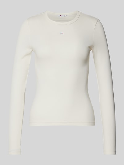 Tommy Jeans Slim Fit Longsleeve mit Logo-Stitching Offwhite 1