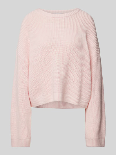 Review Oversized gebreide pullover met ribboorden Rosé - 2