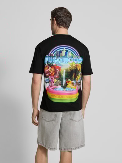 HUGO T-Shirt mit Label-Print Modell 'Duwood' Black 5