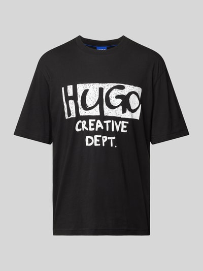 Hugo Blue T-Shirt mit Label-Print Modell 'Nugocrea' Black 2