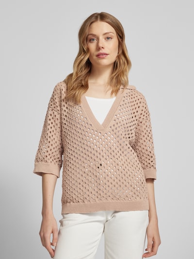 MORE Strickshirt mit Lochmuster Cognac 3