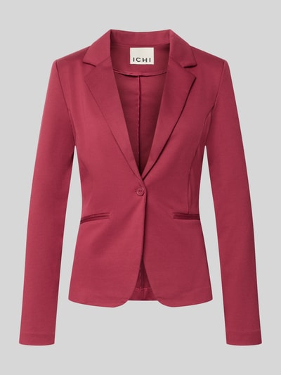 Produktfoto, Blazer mit Viskose-Anteil Modell 'Kate' von ICHI in Rot, taillierte Passform, Reverskragen, Paspeltaschen, glatte Textur.