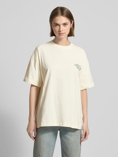 ANOTHER COTTON LAB Oversized T-Shirt mit Label-Print Modell 'Dinner With Friends' Ecru 4