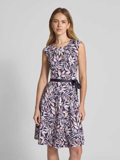 Christian Berg Woman Selection Knielanges Kleid mit Raffungen und Bindegürtel Marine 4