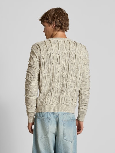 REVIEW Gebreide pullover met ronde hals Ecru gemêleerd - 5