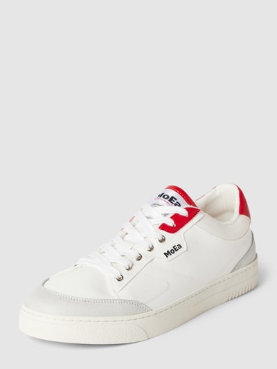 MoEa Sneakery sznurowane z detalami z logo Biały 1