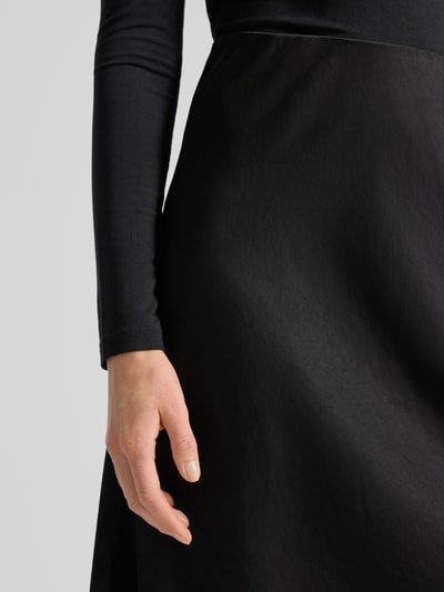 Neo Noir Midirok van satijn met elastische band, model 'Bovary' Zwart - 3