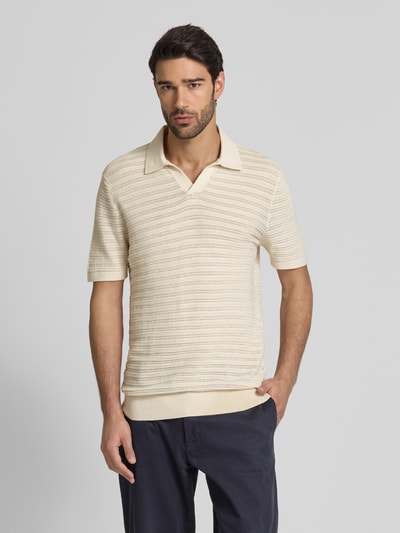 Profuomo Slim Fit Poloshirt mit V-Ausschnitt Offwhite 4