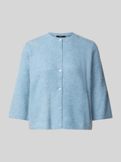 Produktfoto, Regular Fit Cardigan met woll-alpaca-aandeel van zero, lichtblauw, Materiaalmix, ronde hals, knoopsluiting, 1/2-mouwen, Tricotlook