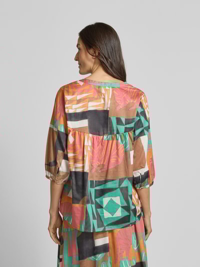 Milano Italy Regular fit blouse met 3/4-mouwen Zwart - 5