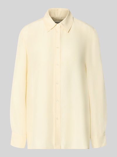Produktfoto, Regular Fit Langarmbluse aus reiner Seide Modell 'PALANCA' van Weekend Max Mara, Dames blouse met lange mouwen in lichtgeel, gladde zijde, effen, zachte textuur