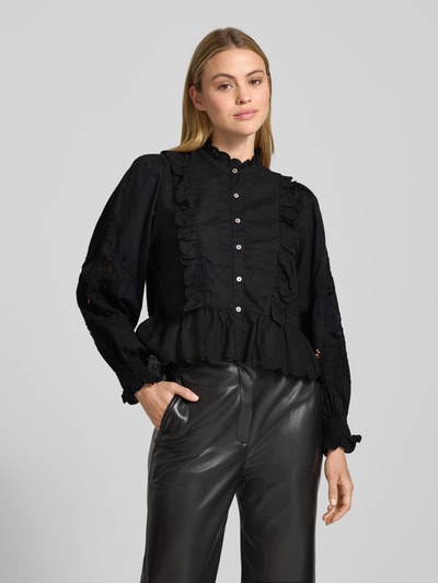 Neo Noir Blouse met lange mouwen en knoopsluiting Zwart - 4