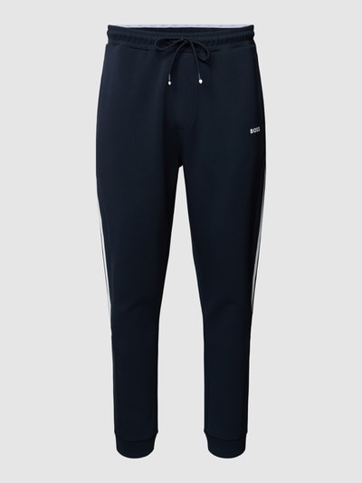 BOSS Green Sweatpants met labeldetail, model 'Hadiko' Marineblauw - 2