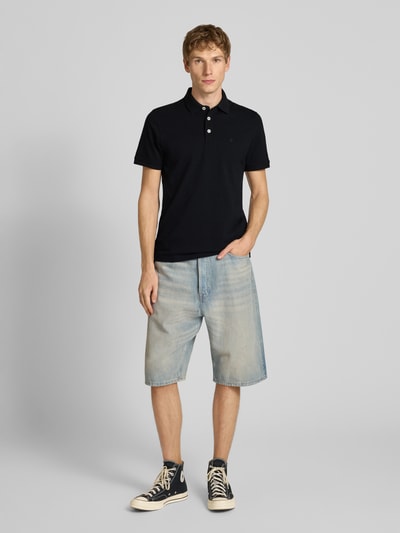 Jack & Jones Regular fit poloshirt met labelstitching, model 'PAULOS' Zwart - 1