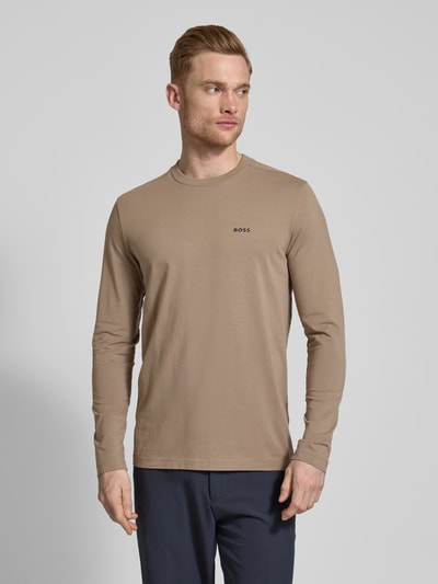 BOSS Green Longsleeve mit Label-Print Beige 4