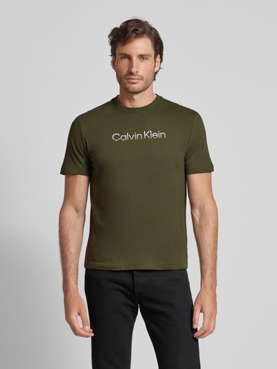 CK Calvin Klein T-Shirt mit Label-Print Oliv 4