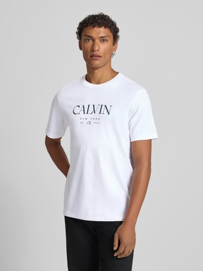 CK Calvin Klein T-Shirt mit Label-Print und Rundhalsausschnitt Weiss 4