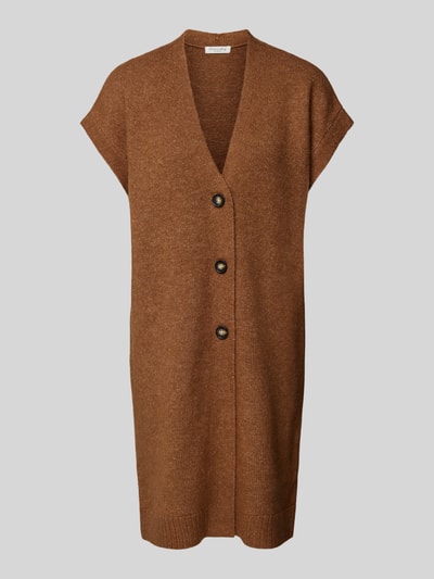 Christian Berg Woman Regular fit mouwloos vest met wol en V-hals Cognac - 2