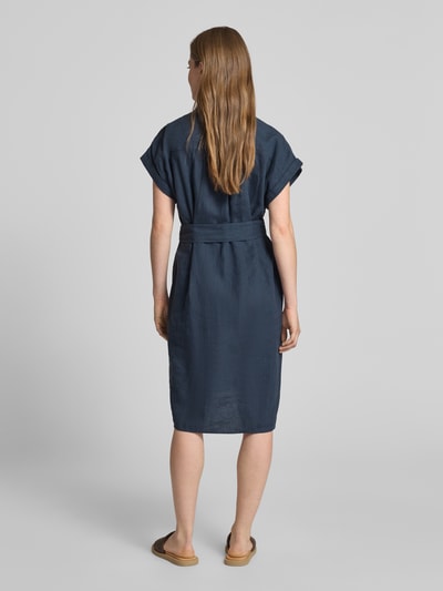 Marc O'Polo Relaxed fit linnen jurk met tailleriem Marineblauw - 5