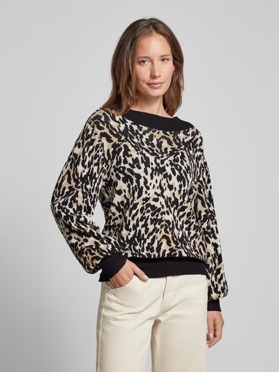 YAS Gebreide pullover met opstaande kraag, model 'FONNY' Zwart - 4