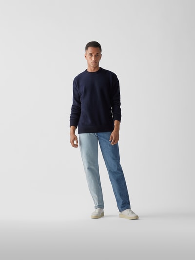 Roberto Collina Pullover mit Zierpaspel Dunkelblau 1