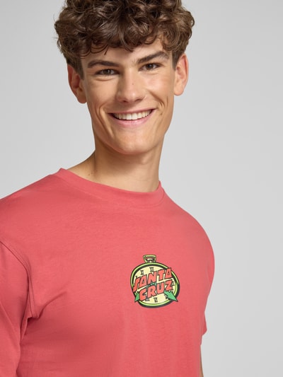 SANTA CRUZ T-Shirt mit Label-Print und Rundhalsausschnitt Koralle 3