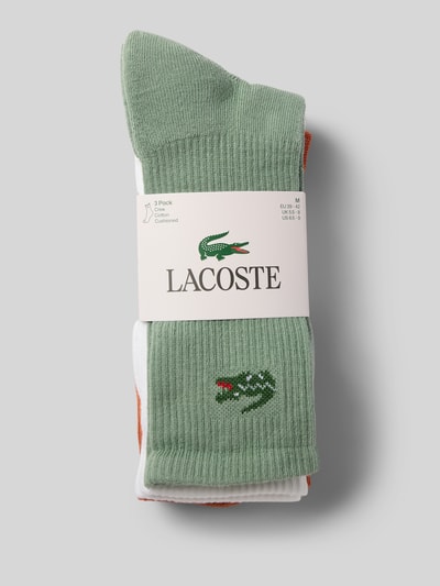 Produktfoto, Socken aus Baumwoll-Mix im 3er-Pack von Lacoste, grün, weiß und orange, strukturierte Oberfläche, Herren Socken von Lacoste