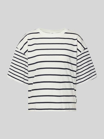 Produktfoto, Oversized T-Shirt aus reiner Baumwolle von s.Oliver RED LABEL, biały z granatowymi paskami, krój oversize, jersey, dekolt okrągły