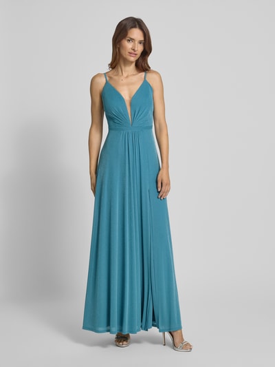 V.M. Abendkleid mit Herz-Ausschnitt Hellblau 4