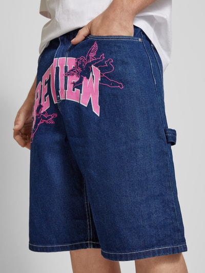 REVIEW Szorty jeansowe z nadrukiem z logo Ciemnoniebieski 3