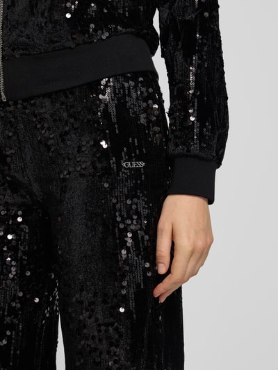 Guess Activewear Wide Leg Hose mit Pailletten Modell 'SEQUINS' Black 3