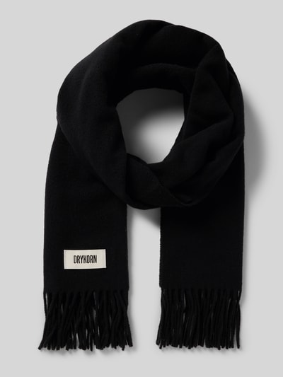 Drykorn Sjaal van een mix van wol en lanawol met franjes, model 'GAZE' Zwart - 1