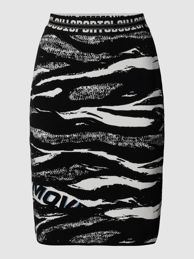 Marc Cain Knielange rok met all-over motief Zwart - 2